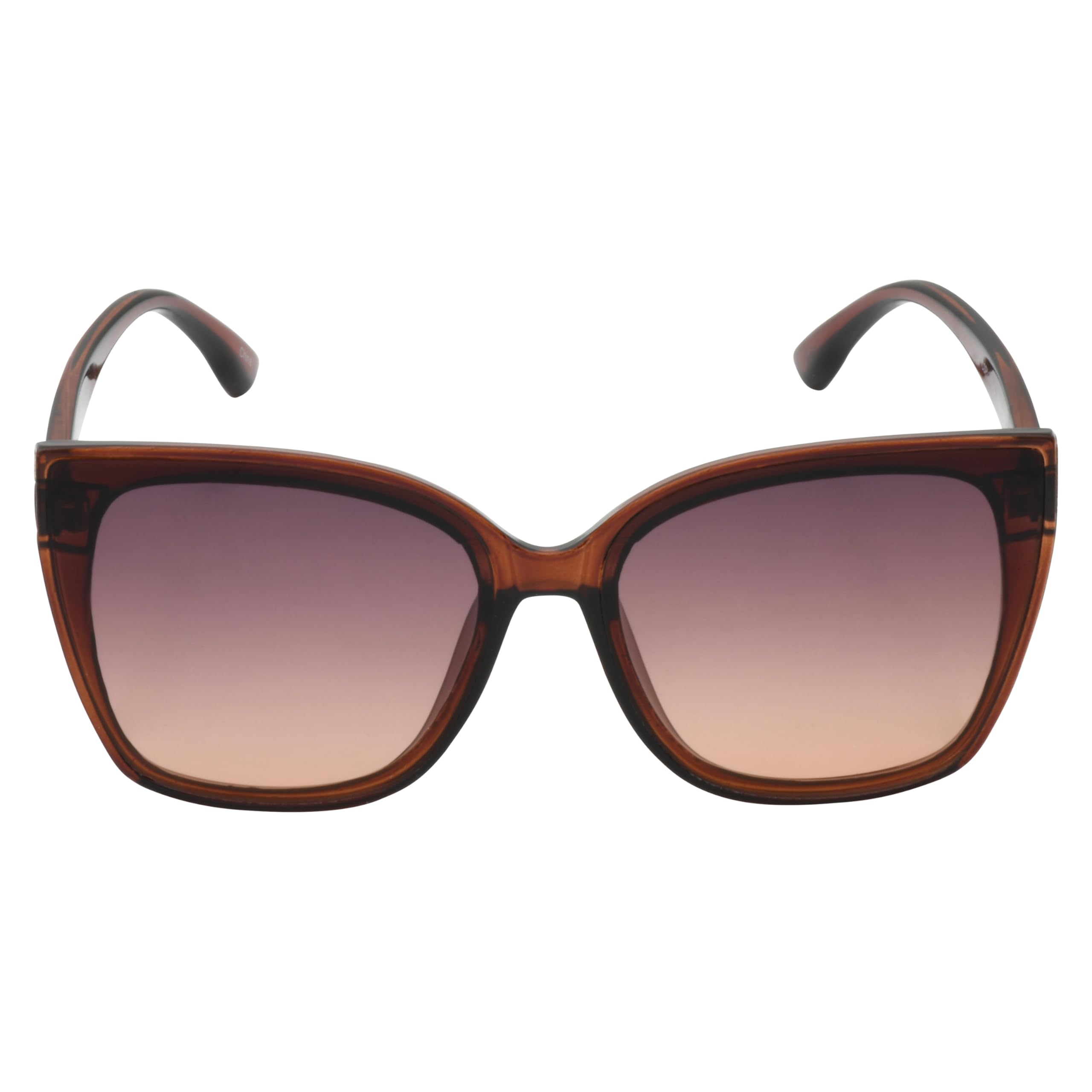 Southpole Gafas de sol brillantes de ojo de gato para mujer, color marrón cristal, 62 mm