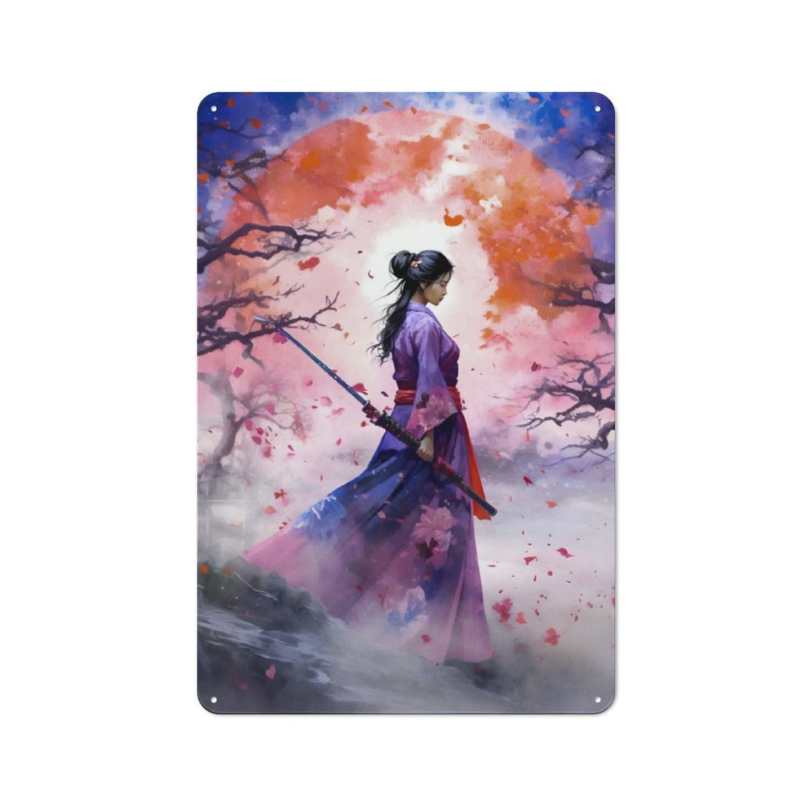 Junmoney Girls Flowers 05 Metal Wall Plaque, Home Decor Sign For Washroom, Small Wall Space Or Hallway, Fun Gift For Friends And Family, 30X20cm