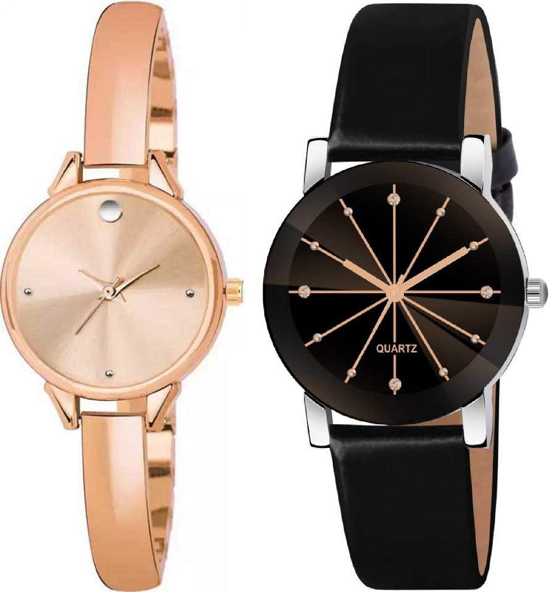 ZUPERIA Combo of Crystal Glass Leather Strap Watch and Bangle Analog Watch for Girls and Women (B08DL1R816) Amazon Price History, Amazon Price Tracker