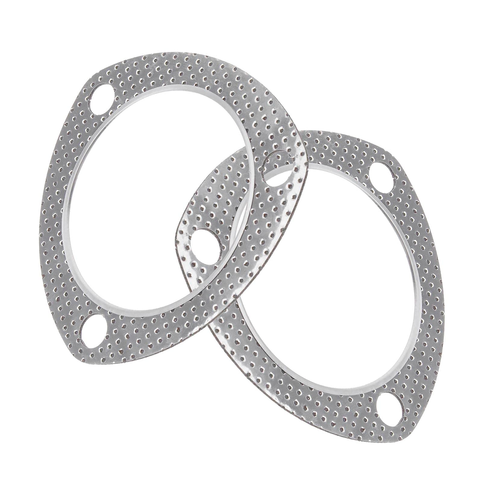 The Lord of the Tools 2pcs 2.5inch Exhaust Gasket Exhaust Pipe Metal Gasket with Reinforced Ring 3 Bolt Flange for Headers Catback Axleback