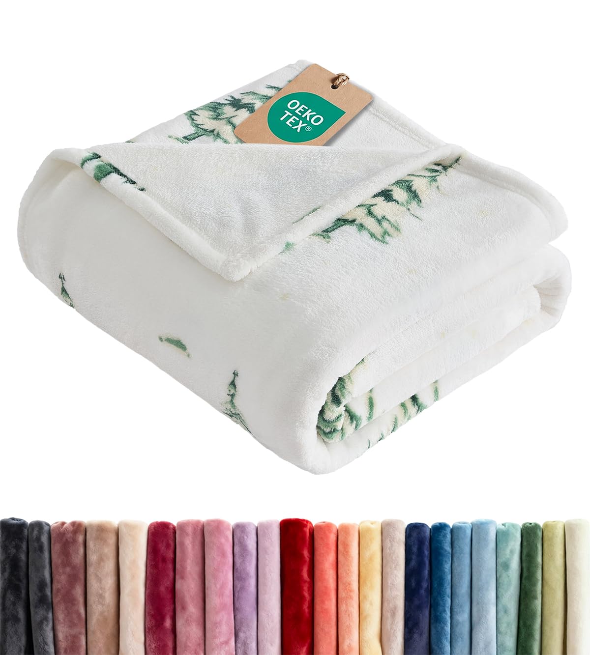 Christmas Fleece Blanket Throw Size - Flannel Throw - Frosted Firs, 50x60