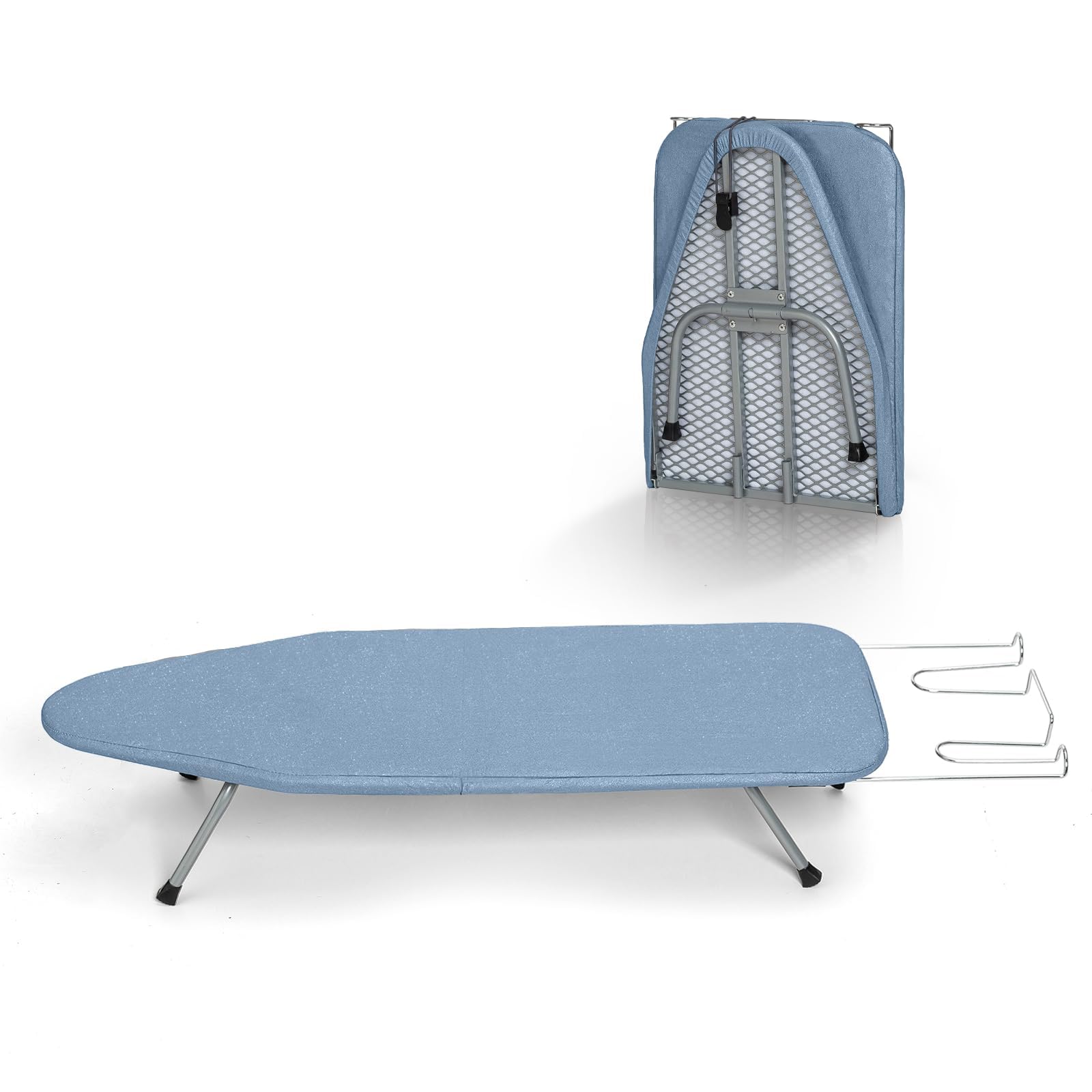 Pobbycrafm Mini Ironing Board With Iron Rest Tabletop Ironing Boards Compact Ironing Board With Heat-Resistant Cover Folding Ironing Board Blue
