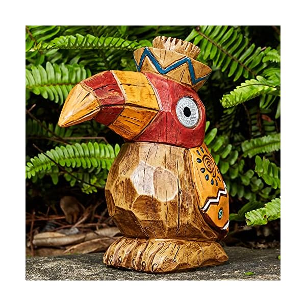 Solar tiki statue woodwoodpecker bird garden hawaiian solar outdoor light garden sculptures statues totem pole bar outdoor patio pool yard summer decorations  urban country home decor