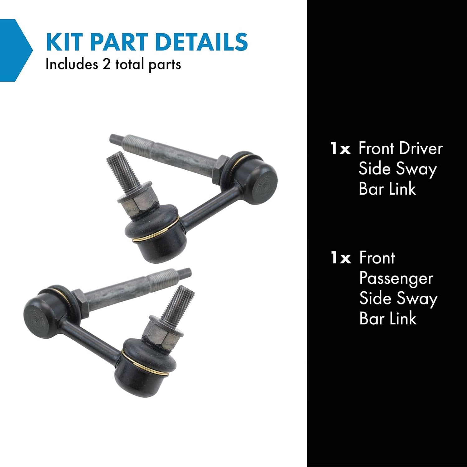 TRQ Front Sway Bar Link Set 2 Piece Compatible with 08–13 Infiniti G37 08–12 EX35 RWD 11–13 M37 11–13 M56 12–13 M35h 14–17 QX50 RWD 09–20 Nissan 370Z