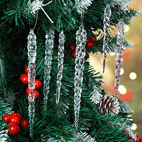 Kerstboomversiering ijspegels hanger, 25 stuks kerstboom ijspegels decoraties, kerstboom ijspegels decoratie kerstboomversiering, acryl ijspegels sneeuwvlokken decoratie - Image 5