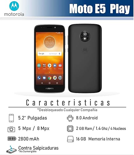 Miniatura 3 de Virgin Mobile Moto e5 Play 5.2 HD pantalla táctil, 16gb ROM, 2gb ram teléfono prepago