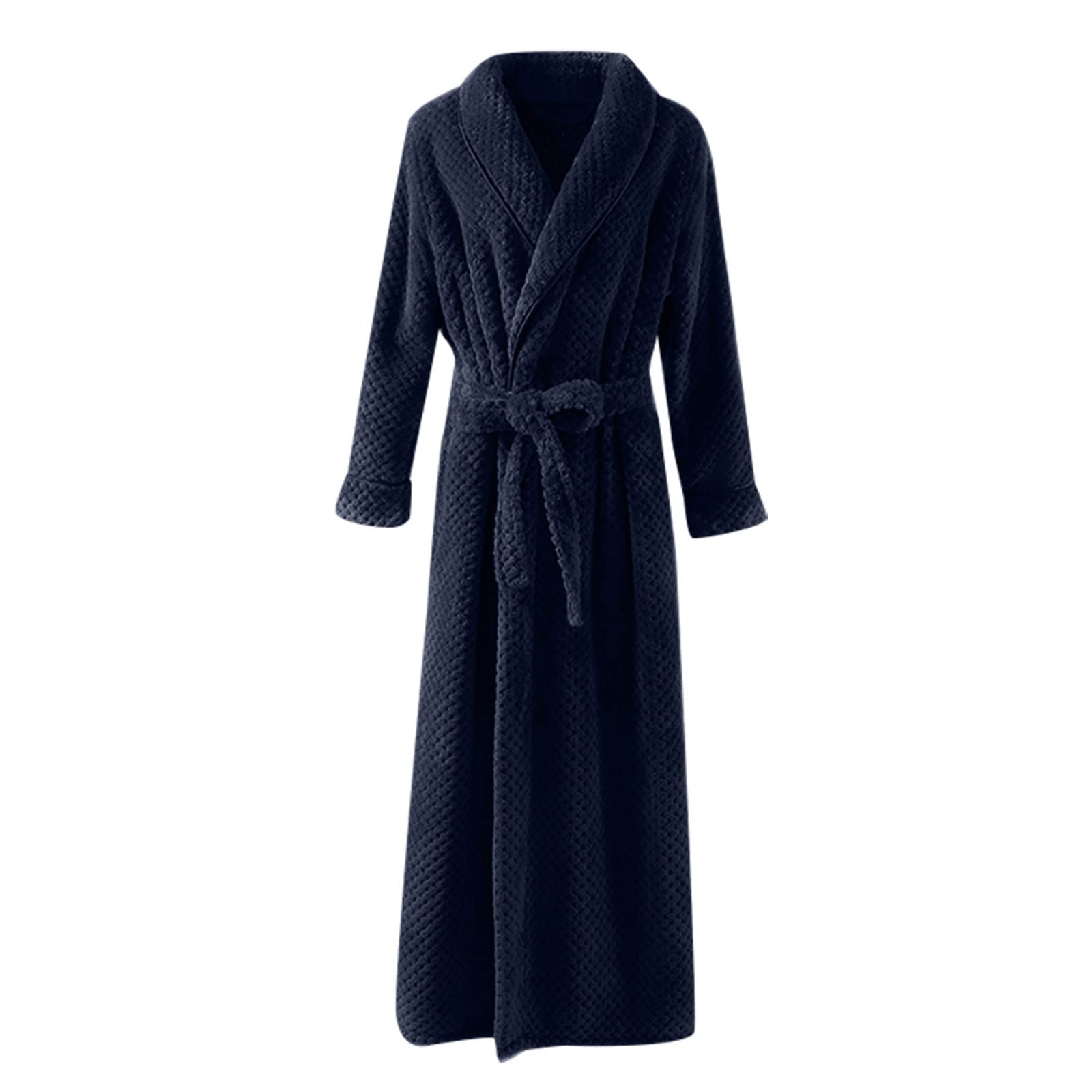 Accappatoio da donna, taglie lunghe, invernale, M-XL, in pile caldo | Baby Dolls & Negligee da donna, leggero, vestibilità ampia, con scollo a V, con cintura, tinta unita