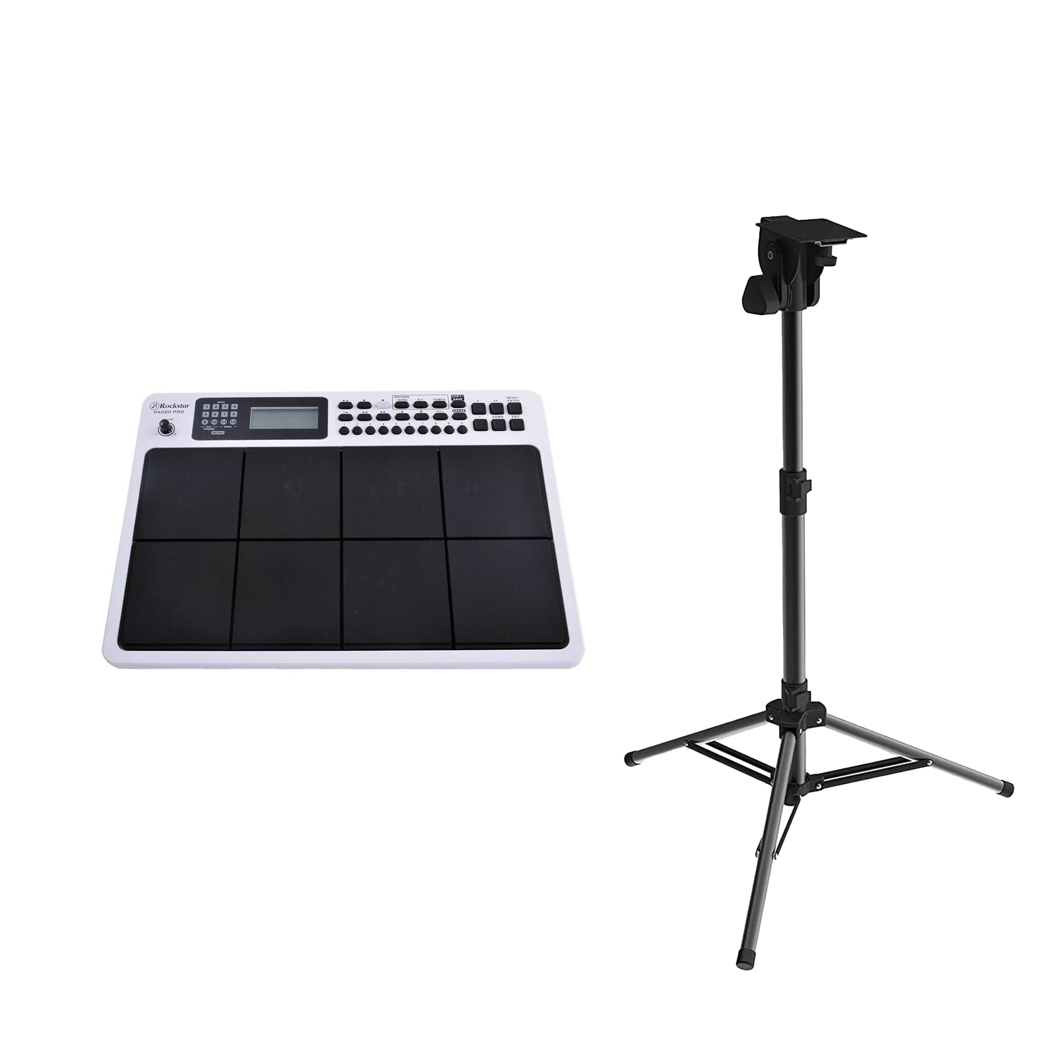 Rockstar Pad 20 pro ADVANCED Octapad Electronic Drumpad Percussion Pad With " Heavy Stand " (White)