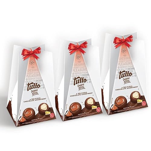 Tutto Chocolates con leche rellenos de almendra crujiente y caramelo suave Colección del día de San Valentín 7 unidades Caja triangular de 3.28