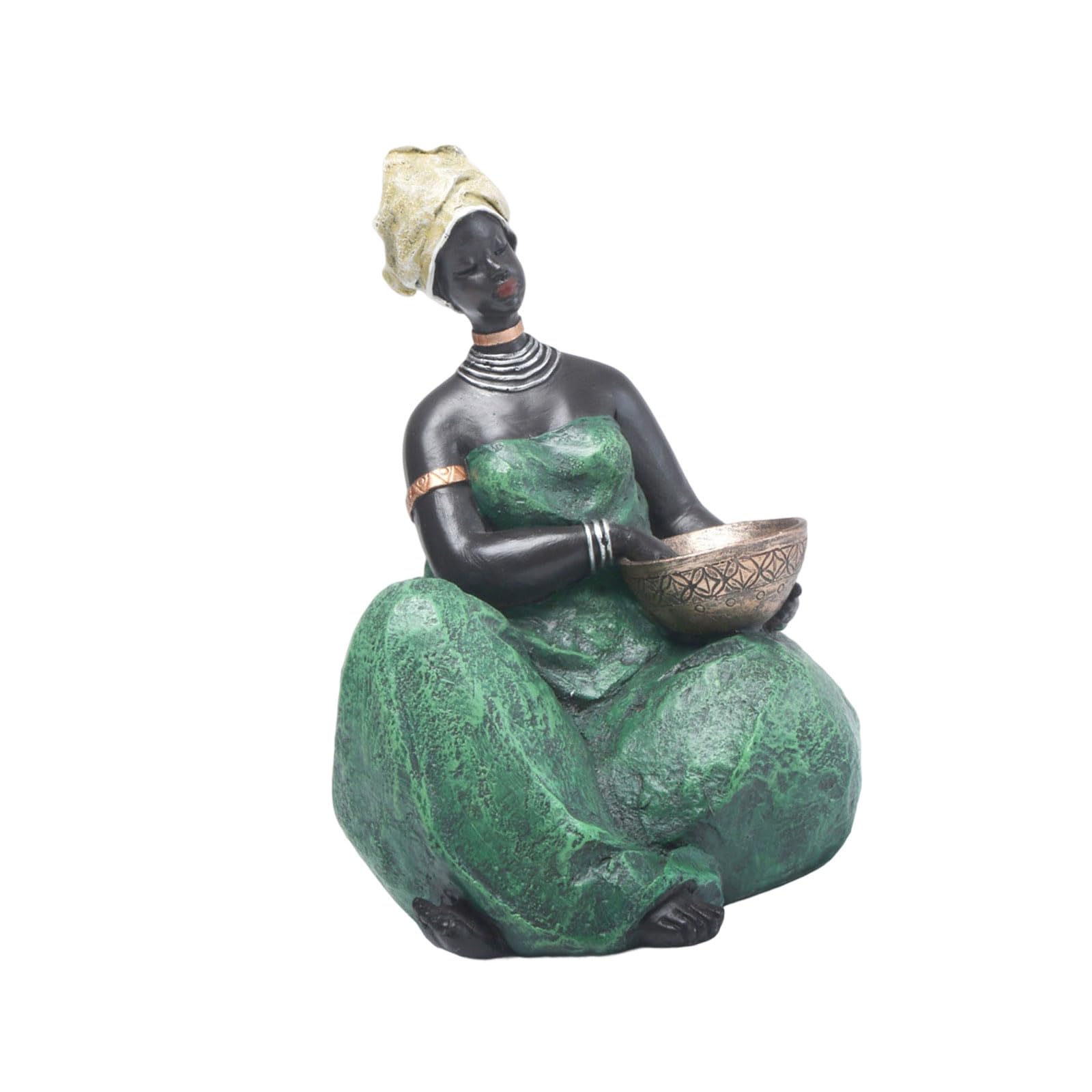Fahoujs C African Tribal Woman Sculpture Resin Art Statue Home Decor Shelf Accent Desktop Figurine Ollectible Art