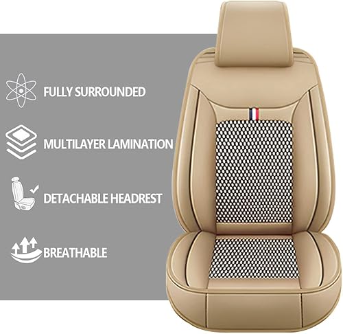 Miniatura 3 de Juego de fundas de asiento delantero para Mazda Mazda2 2002-2025, funda de cojín antideslizante universal para vehículo (par delanterobeige)