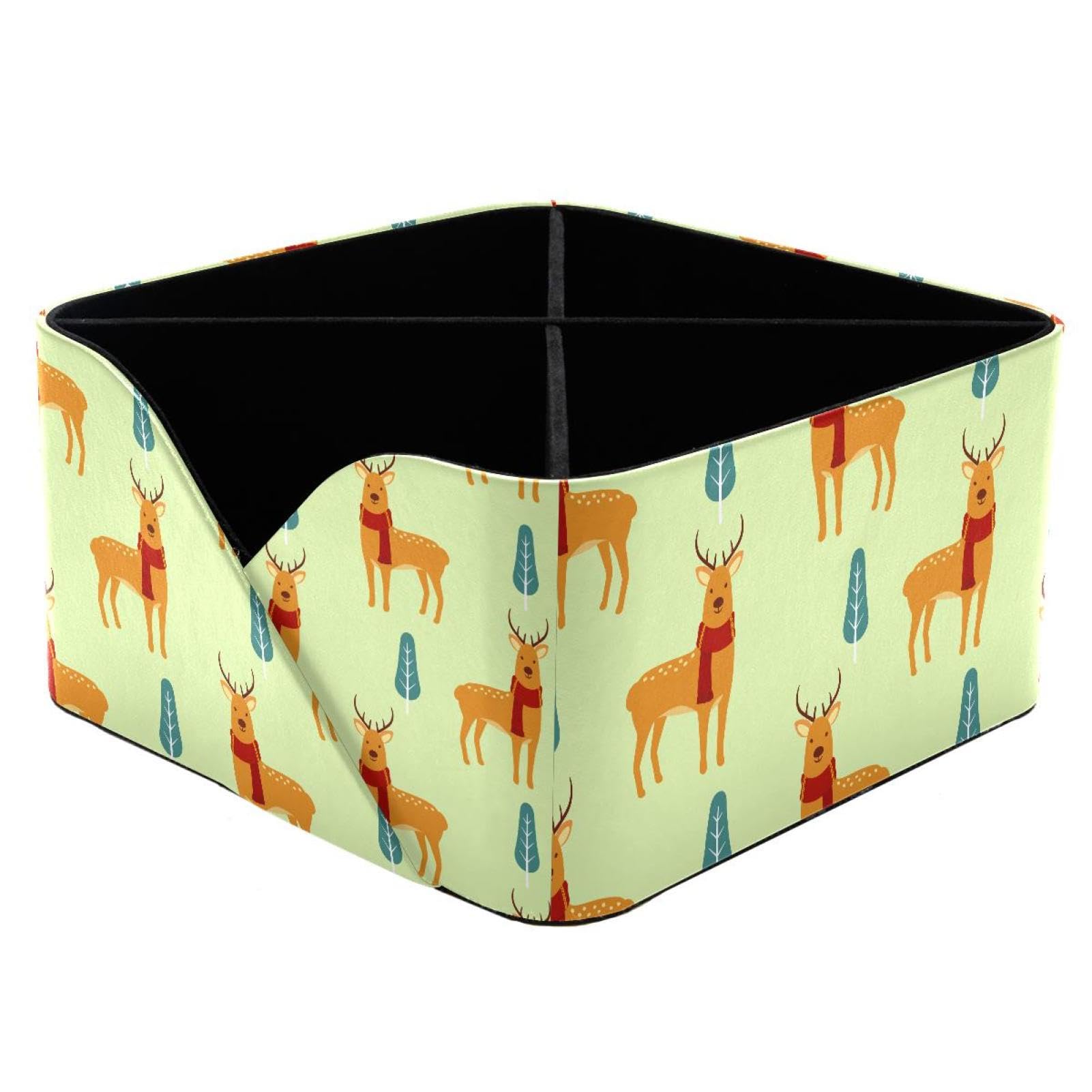 KengjuTesu Cute Deer Desktop Organizer Pen Holder, Rectangular Pencil Cup for Office, Study and Makeup Stations