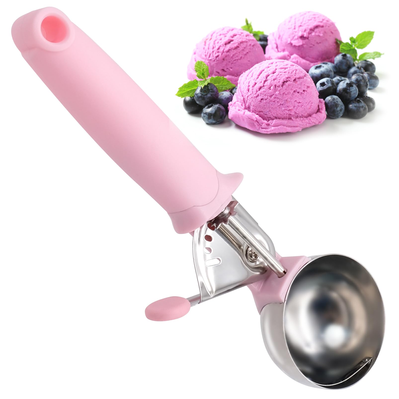 Eiscreme Portionierer Katmerio Eisportionierer Edelstahl - Mit Auslöser Für  Perfekte Eiskugeln \u0026 Melonenbällchen Eislöffel Mit Auslöser, image size:1606x1606