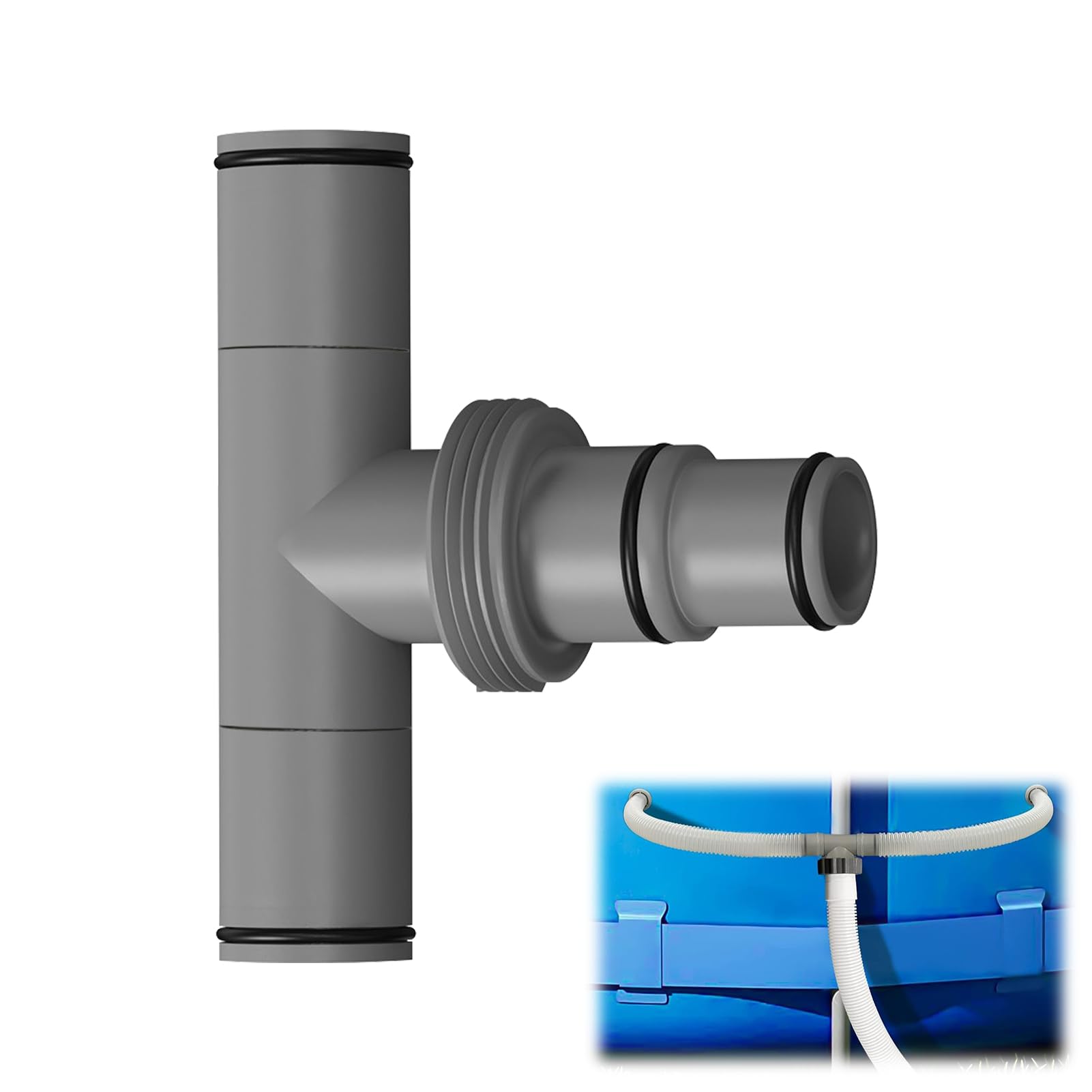 Sand Filter System Hose Connector 38 mm and 32 mm, Pool Hose 38/32 mm, Connector for Filter Pumps for Intex Bestway Coleman, Pool Hose Adapter (3-Way Valve)