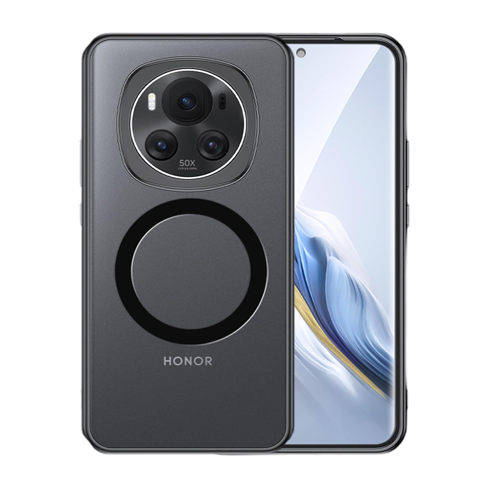 for Honor Magic 6 Pro Case, Compatible with Magsafe Wireless Charging, Clear back [15 FT Military Grade Protection] [Not-Yellowing] Shockproof phone cover for Magic 6 Pro 5G (Matte Black)