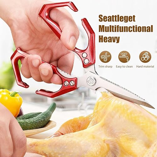 Miniatura 7 de Tijeras de cocina multifuncionales de alta resistencia, nuevas tijeras ergonómicas de alta resistencia, tijeras de cocina 2 en 1 con mango