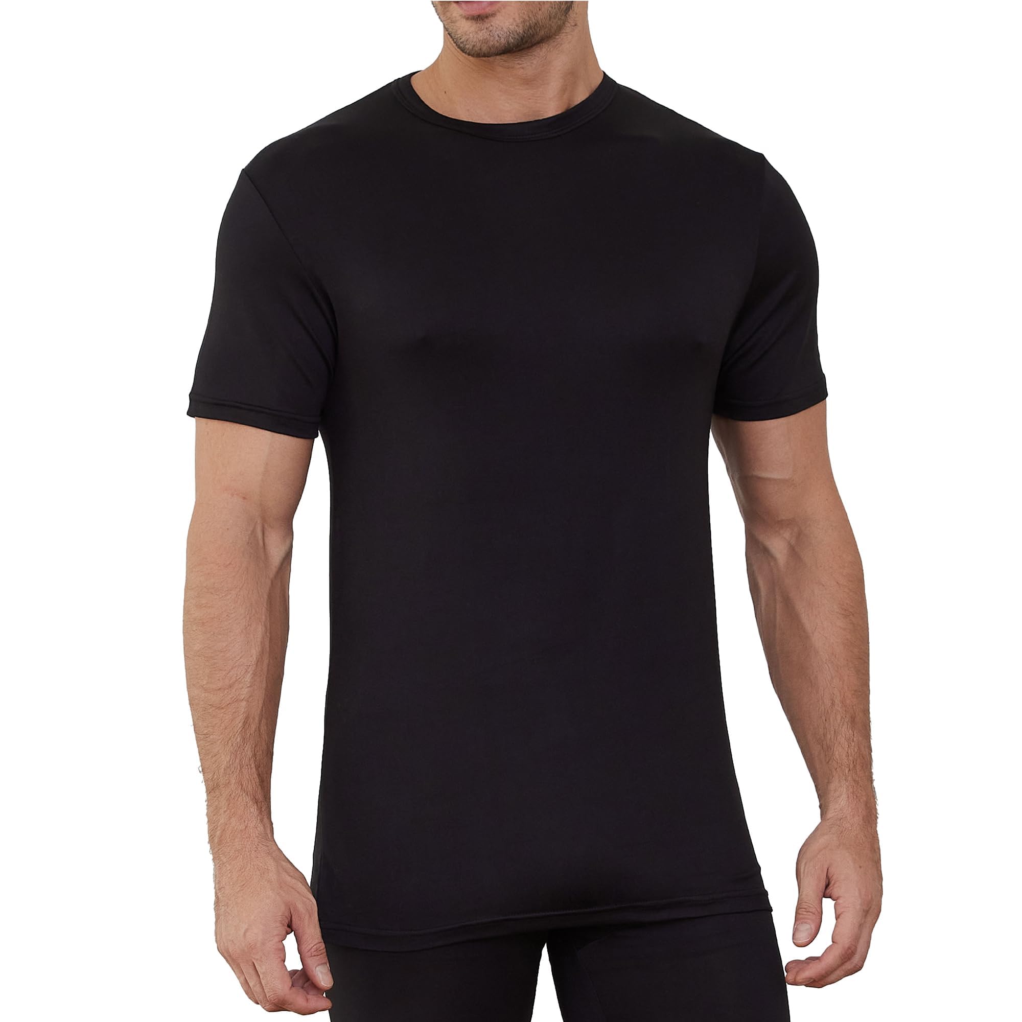 The Essentials Wardrobe Mens TEW Short Sleeved Thermal Top - Black - Medium