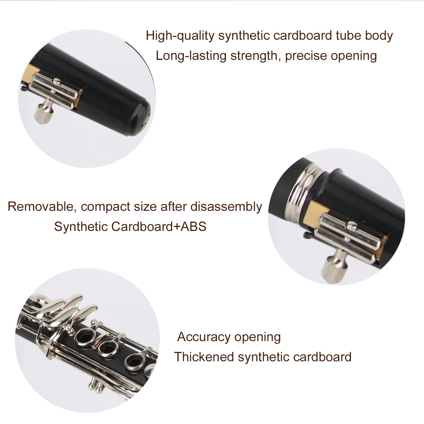 Akozon BB Clarinet Conjunto con 17 Teclas, Tela de Limpieza, Caña, Destornillador y Caja - Ideal para Principiantes (BLACK)