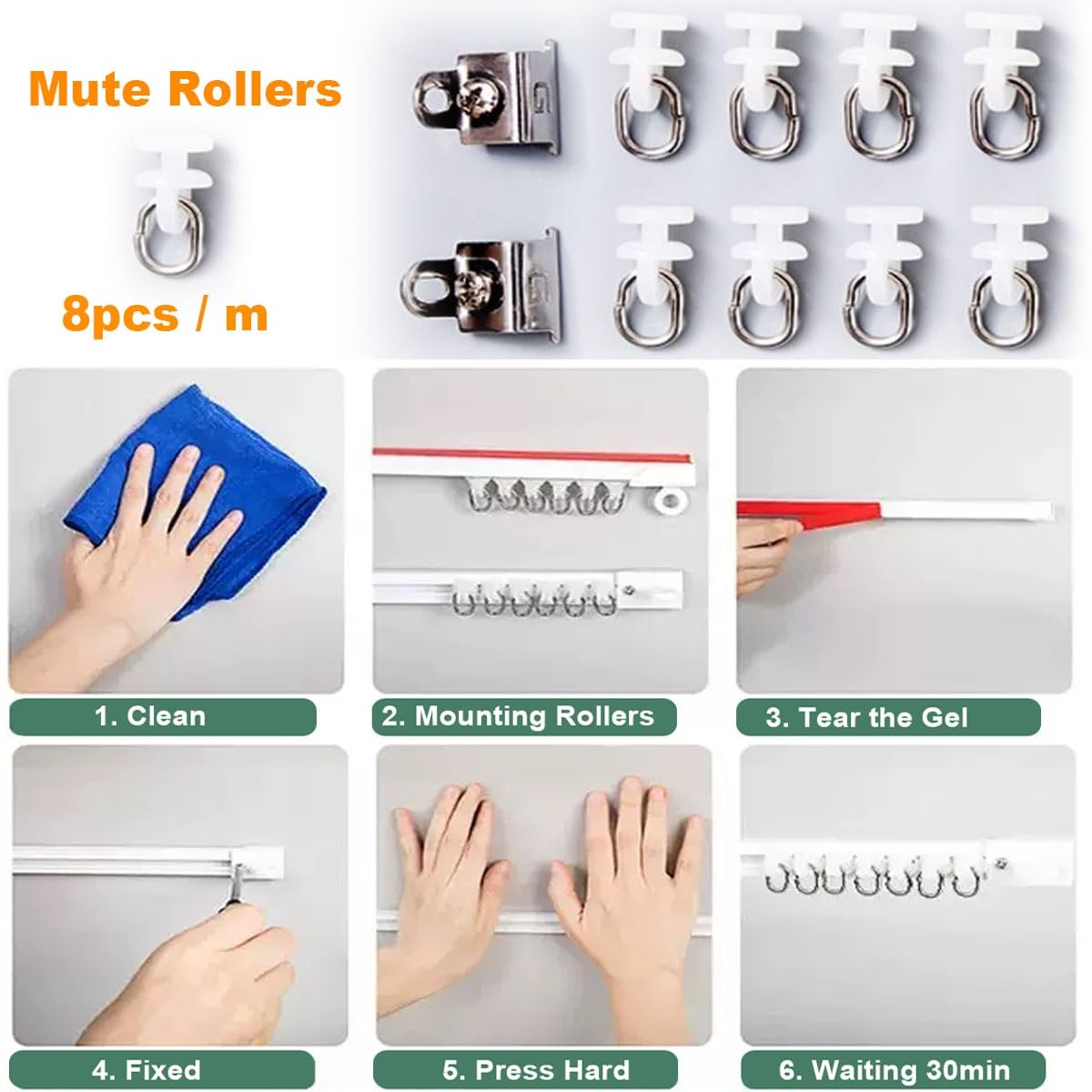 Riel autoadhesivo para rieles deslizantes de 40 a 500 cm, no requiere taladrar, montaje en techo/pared, incluye Hoo de 3,8 m, fácil de instalar, versátil