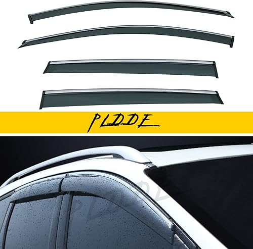 4 viseras de ventana de tinte de humo con moldura cromada compatibles con escape 13-19 escape exterior con cinta adhesiva estilo PVC protección