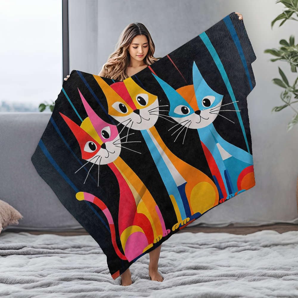 Couverture trois chats en flanelle pour envelopper bébé de tendresse et de réconfort