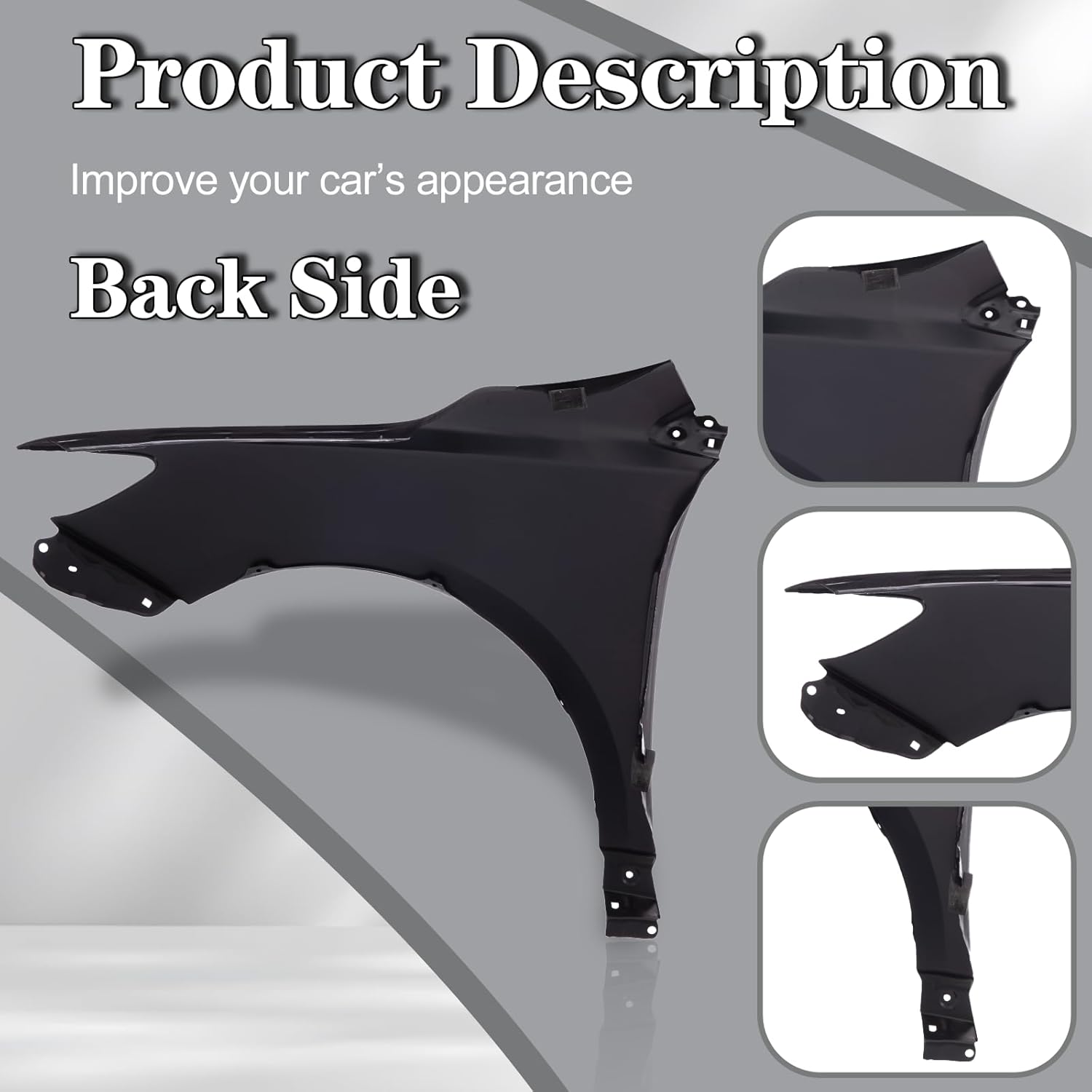 CarPartsDepot Front Quarter Panel Right Passenger Side Fender Without Turn Signal Light Hole Compatible With 2009-2013 Toyota Corolla 5380112A70 TO1241224