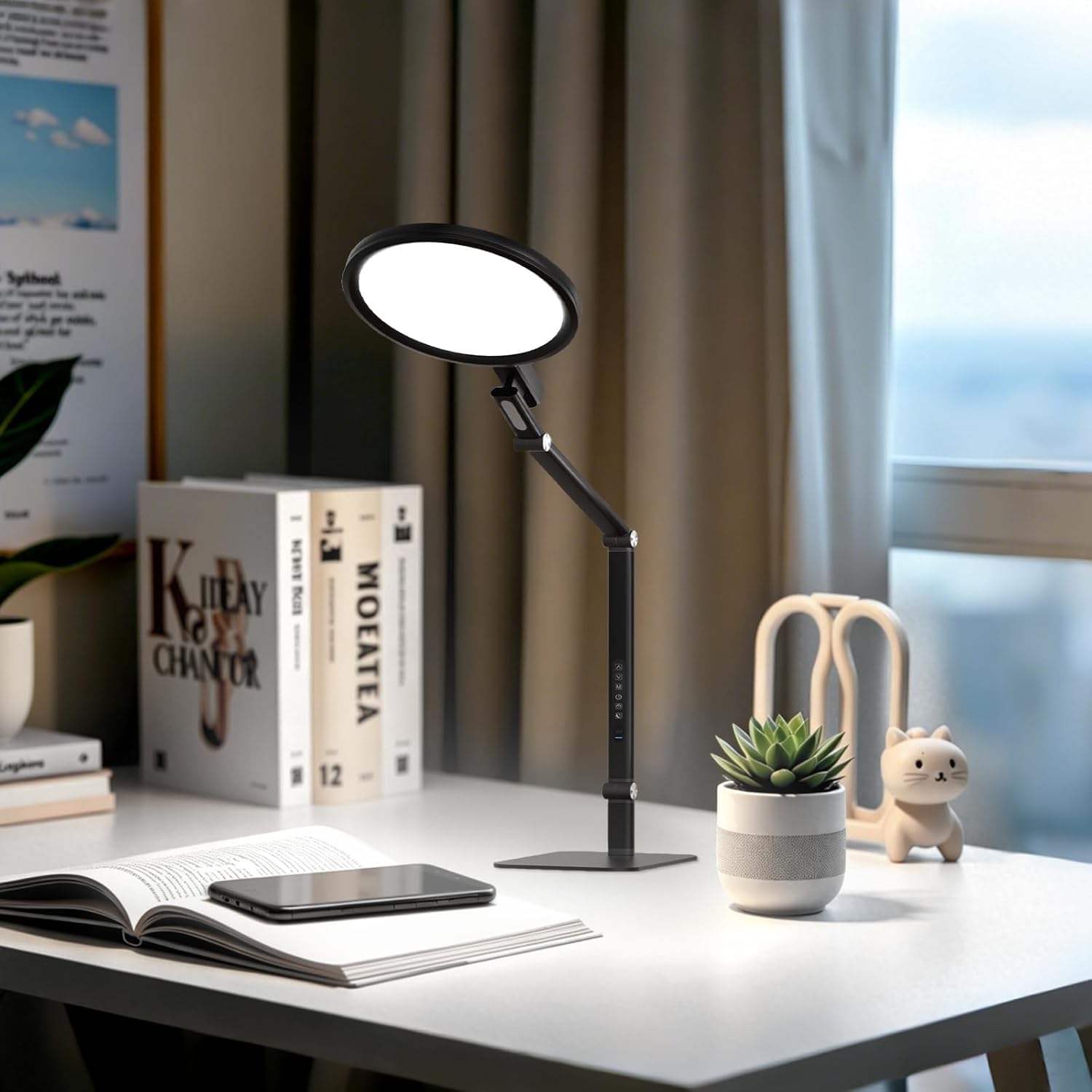 Schreibtischlampe Led Dimmbar, 5 Farben und 5 Helligkeitsstufen | Tischlampe mit USB-Ladeanschluss Touch-Steuerung für Kinder, Schlafzimmer, Lektüre, Büros