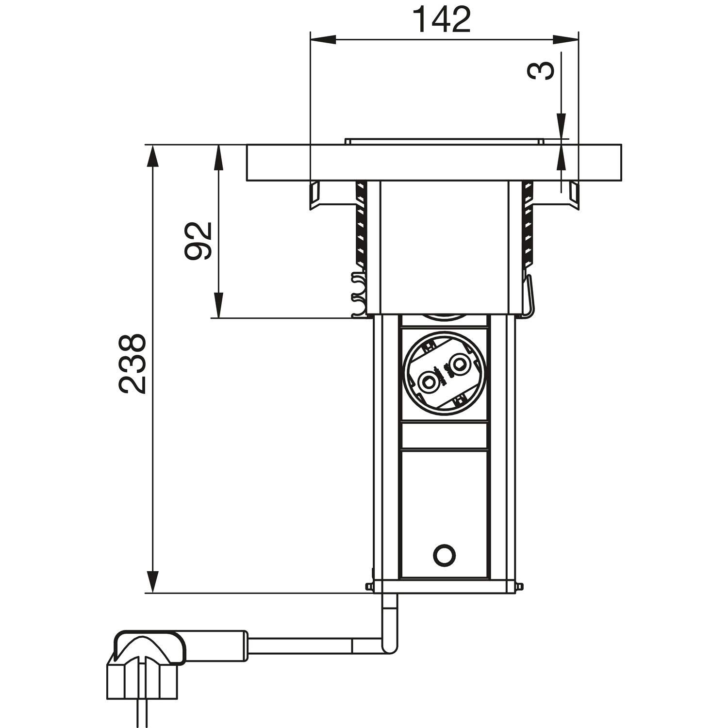 EVOline 159311010800 Porta Push nero 2 X Charger Coperchio basculante in acciaio inox, 2x Schuko, USB-A, USB-C, Edelstahl