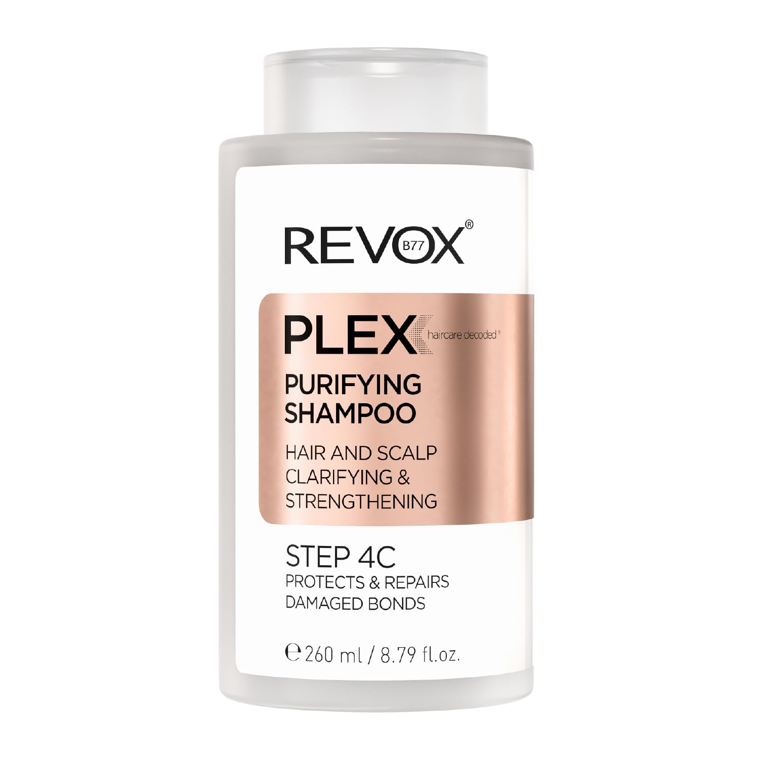 REVOX B77 - Plex Purifying Shampoo Step 4C, 260 ml, for Oily Hair, Strengthens and Repairs Bleached or Dyed Hair, Restores Softness and Shine
