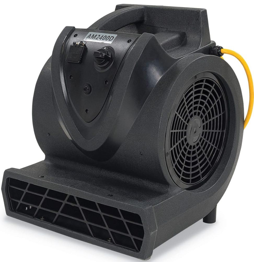 50000390 AM2400D Air Mover, 120V, 60 Hz, 3 Motor Speeds, 1/3 hp Motor, Roto-Mold Housing, 21' Power Cord, 2000, 2200, 2400 CFM Airflow