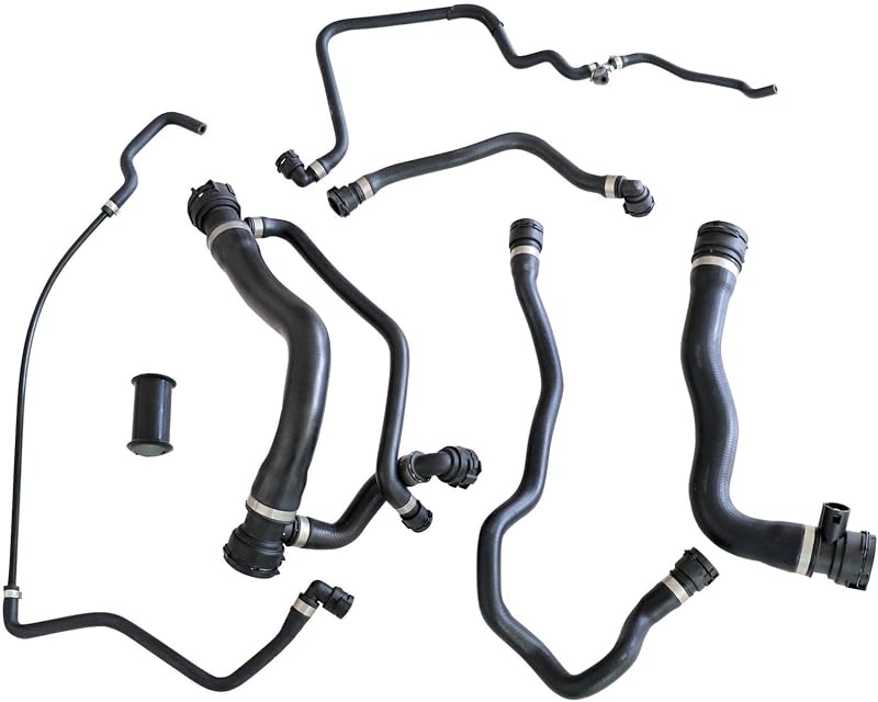 FZJDSD Radiator Coolant Water Hose Pipe Kit (7 Hoses) Fit for BMW E60 550i Sedan E63 650i Coupe E64 650i Convertible 2006-2010 4.8L N62 V8 Automatic Transmission # 17127542540 115314364