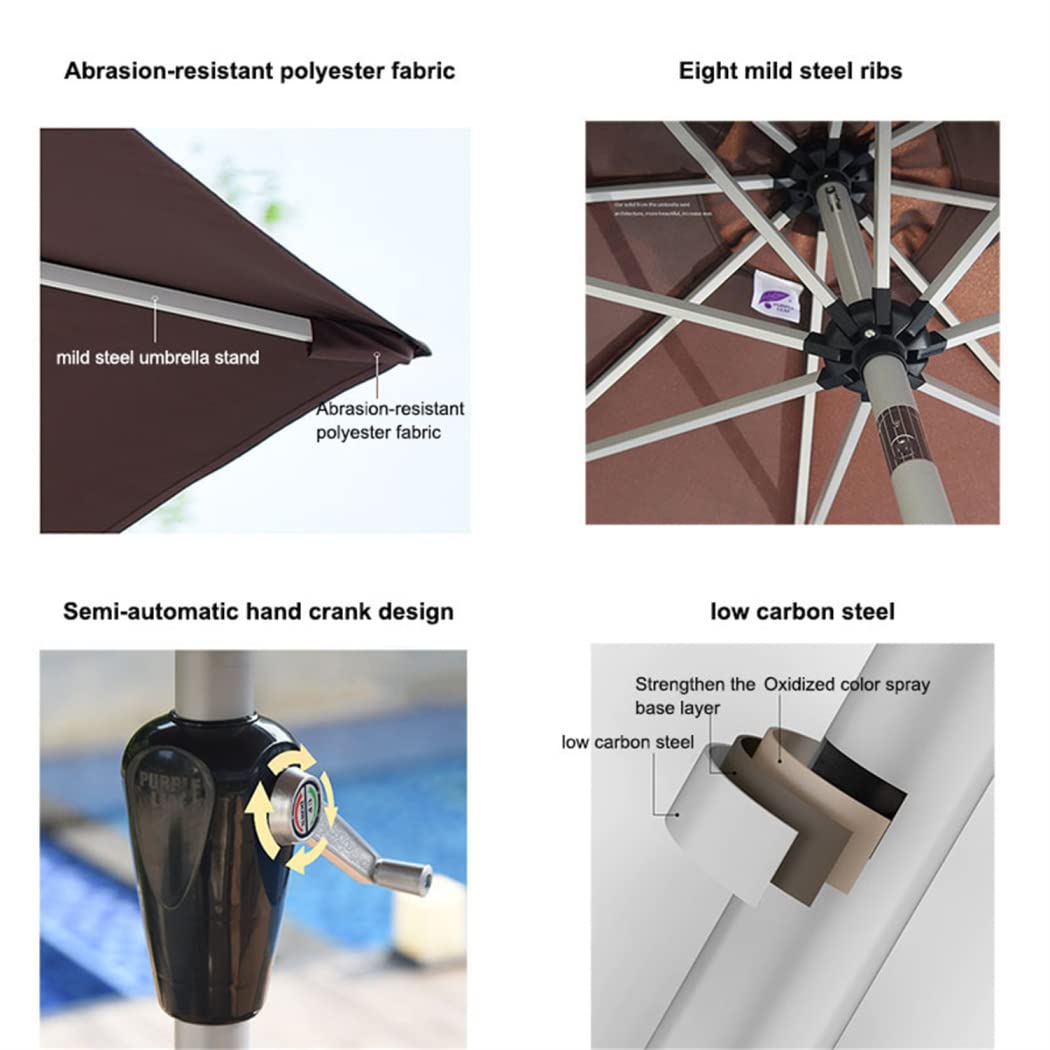 Parasol De Marché De Patio Extérieur De 8,85 Pieds,Grand Parasol De Plage,avec Protection Anti-UV UPF50+,Abri De Parasol Coupe-Vent,pour La Plage, Le Sable, Le Patio, La Cour,Kaki