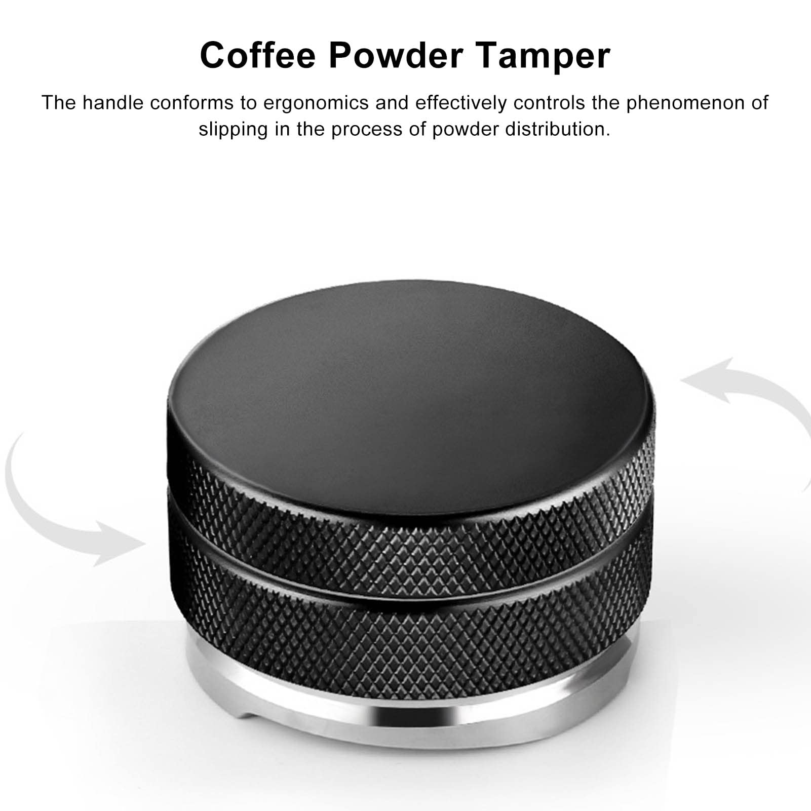 Distribuidor de café, Tamper de café en polvo ajustable de acero inoxidable, Tampers de mano de café profesionales, Herramienta niveladora de café Negro (XHTLLOylndp8-12)