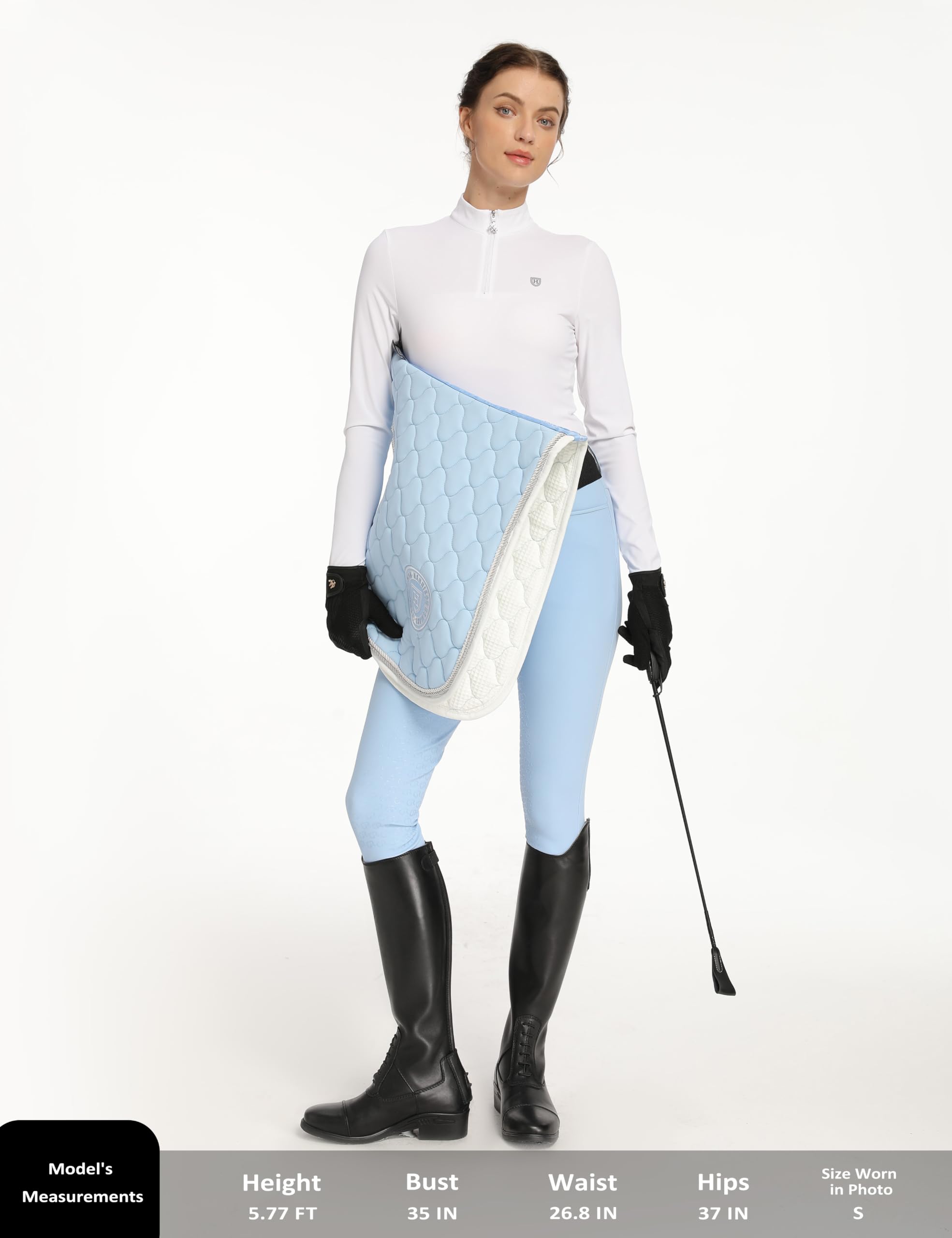 Harrison Howard T-shirt d'équitation à manches longues pour femme - Absorption de la transpiration - Séchage rapide - Couche de base 1/4 zippée