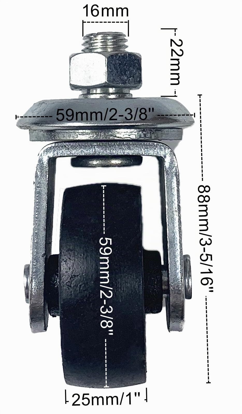 Wagenheberrollen für 4 Tonnen Wagenheber, Gusseisen-Lenkrollen, hochwertige Ersatzteile, 2 Stück (16 mm Vorbau)