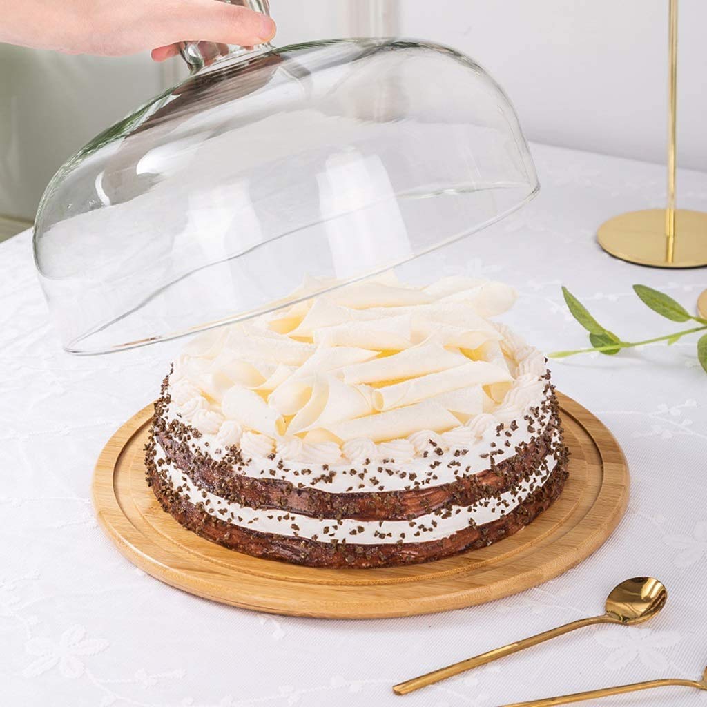 Obsttablett, Gourmet-Probierteller, Cupcake-Kuppel, staubdichte Glaskuppel, Gebäck- und Dessert-Display, Foto-Requisiten, Chip (Größe: 32 cm) (32 cm) ()