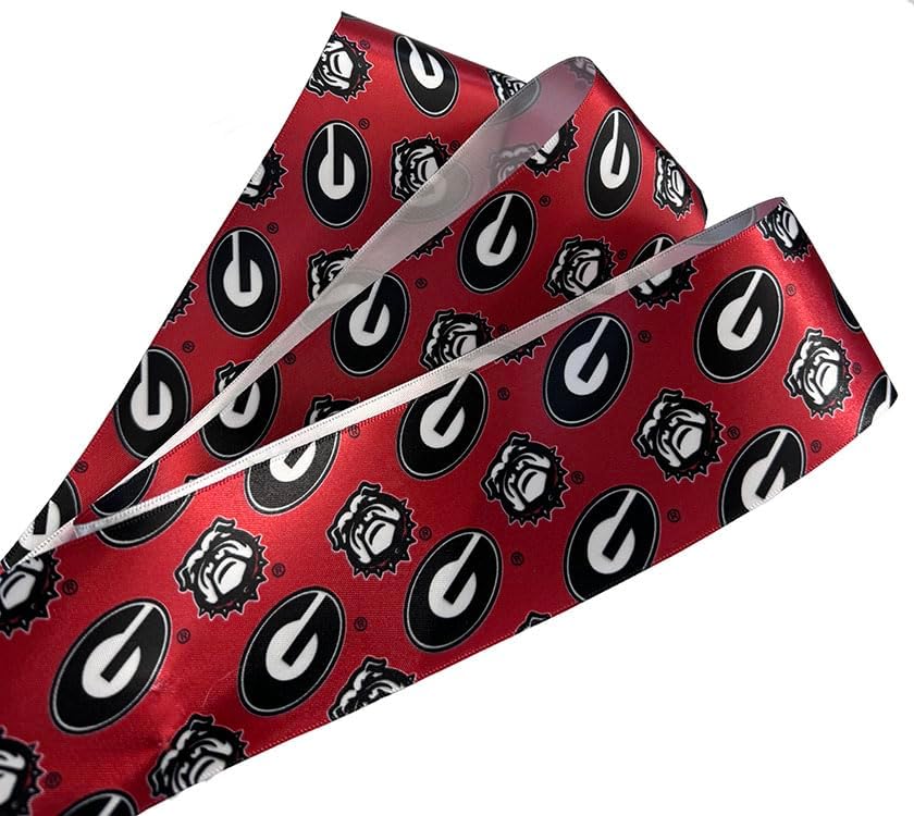 2.5" Georgia Ribbon, Licensed by Offray Ribbon - Officially Licensed (Red - 5 Yards (15 Feet))