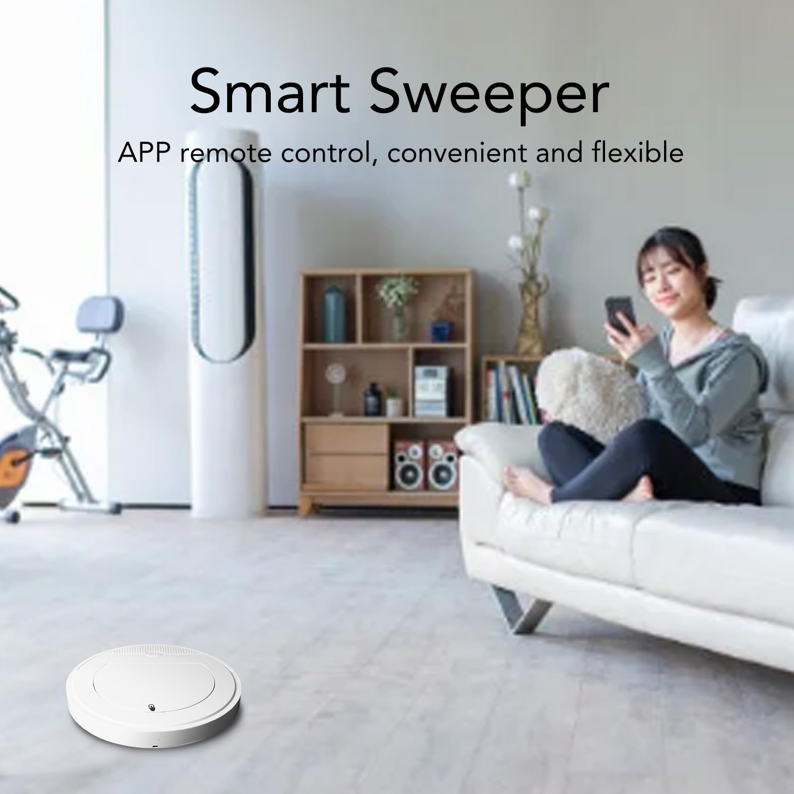 Spazzatrice per Pavimenti Intelligente, Funzionamento Conveniente Tramite App Spazzatrice Automatica Assorbimento della Polvere con Set di Spazzole per la Pulizia della Casa