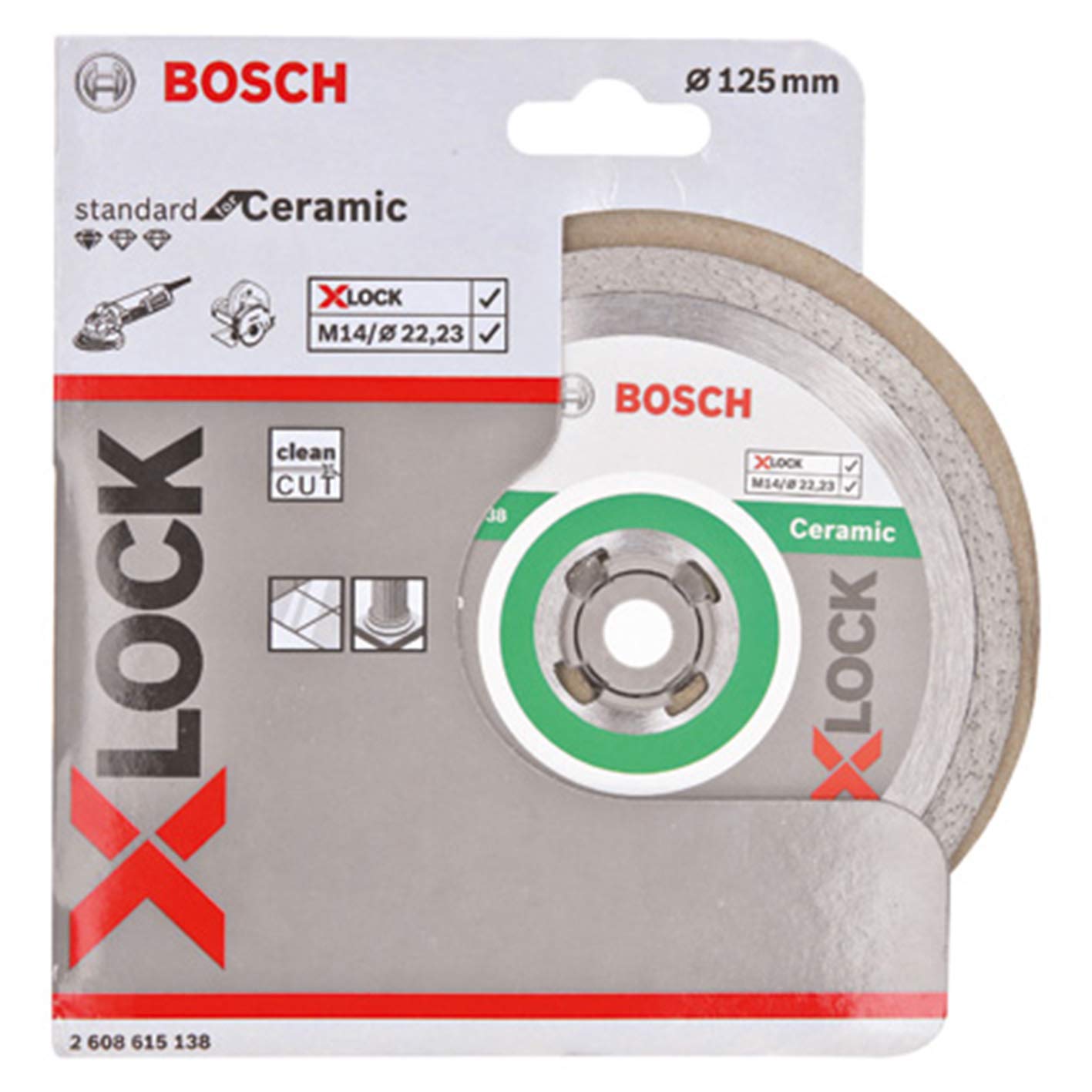 Bosch Professional Standard - Disco de corte de diamante (para cerámica, X-LOCK, Ø125 mm, diámetro del orificio: 22,23 mm)