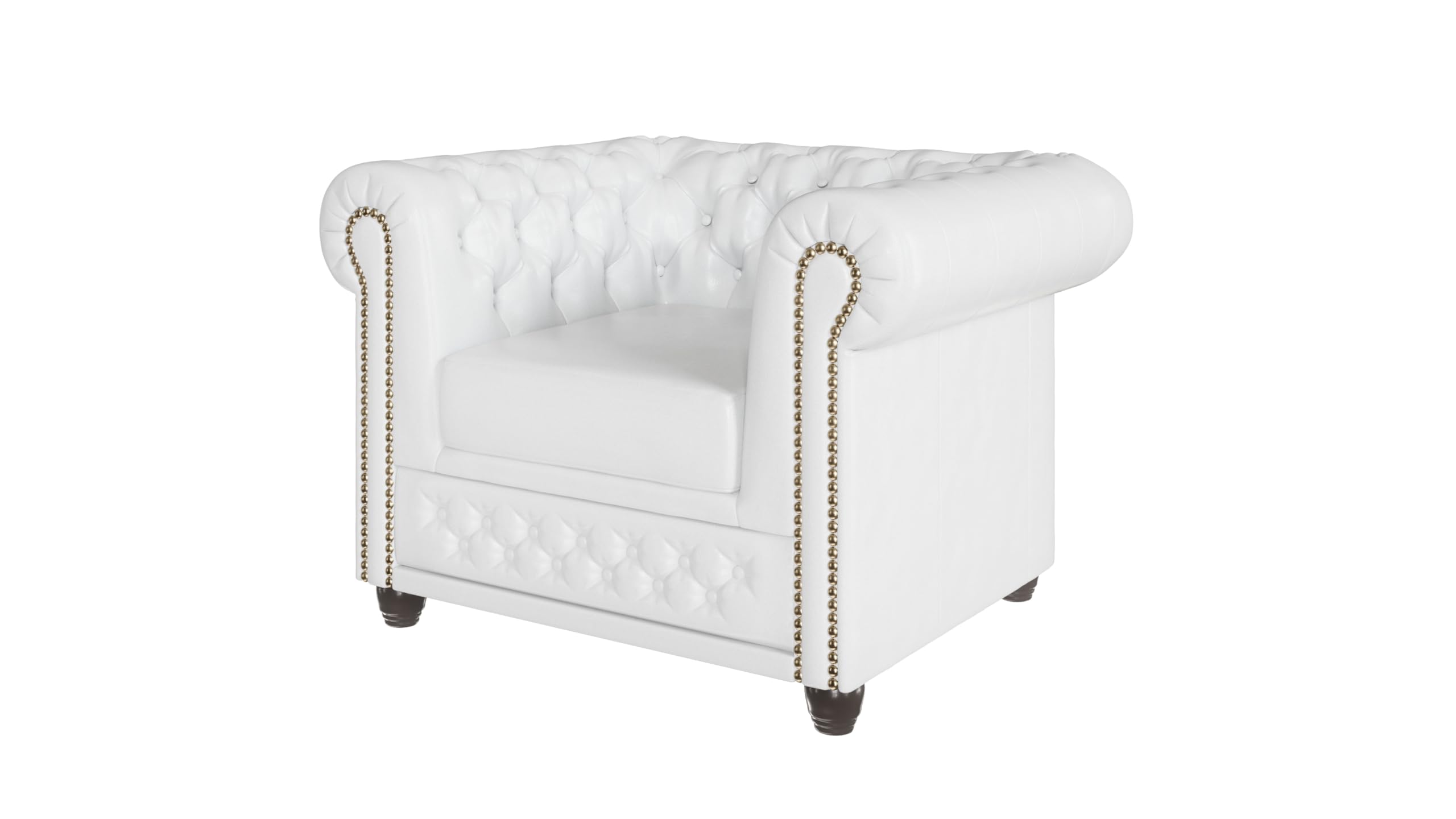 George Chesterfield-Sessel Für Wohnzimmer Loungesessel Aus Veganem Leder Clubsessel Relaxsessel Lesesessel Möbel Sofa Sessel & Stühle für Lounge Weiß 94 x 86 x 72 cm