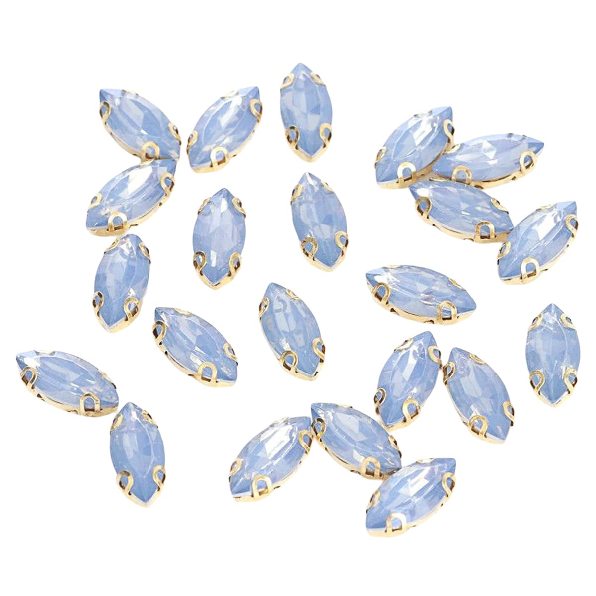 Strasssteine Zum Aufnähen – 7x15 Mm, Pferdeauge Glasstrass Mit Goldener Fassung, 50 Stück