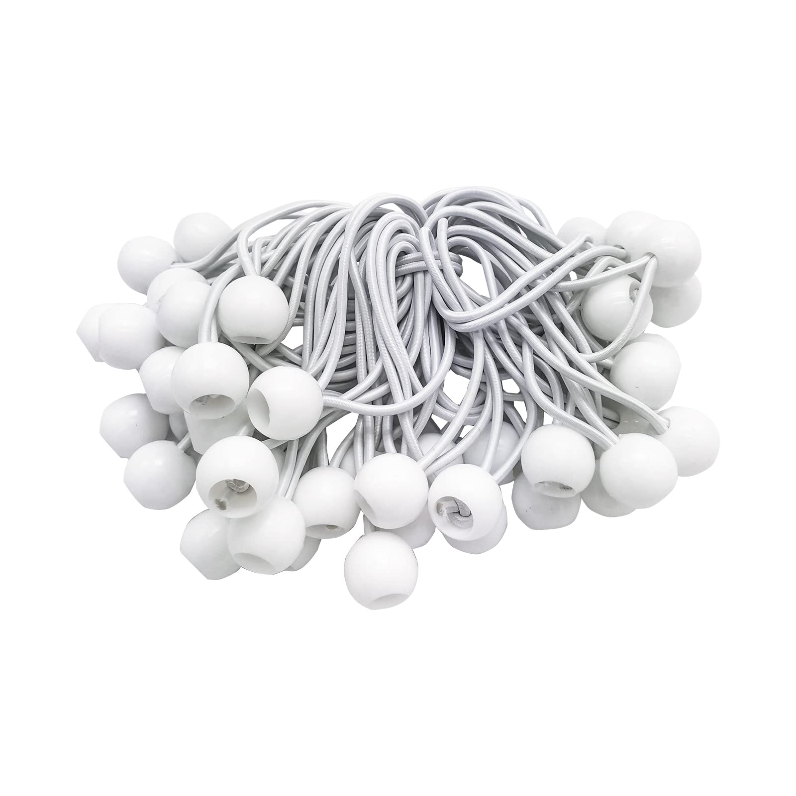 Tensor De Lona Con Bola - Pack 50 Unidades (15cm, Goma Blanca)