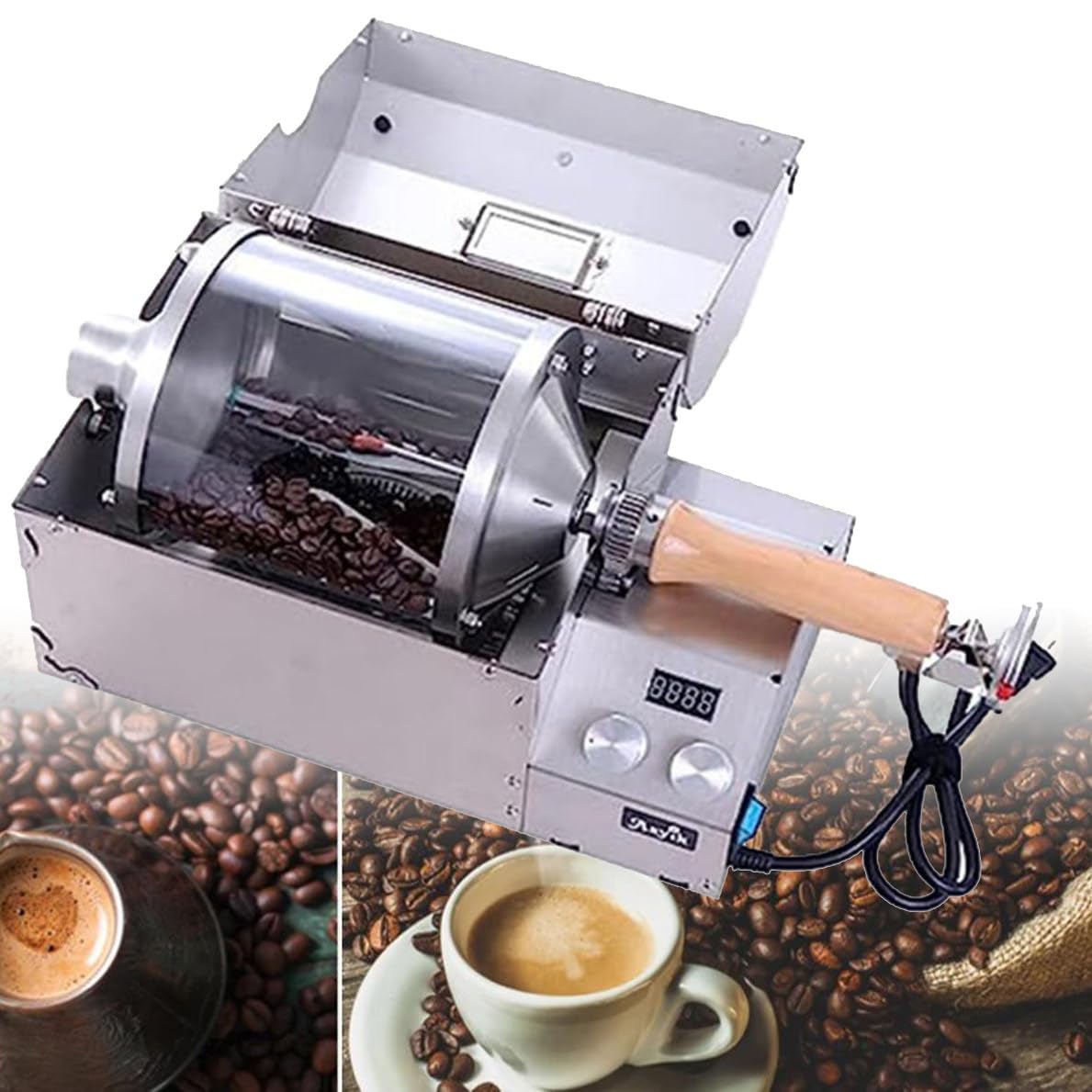 Tostatrice per caffè da 1200 W, tostatrice per chicchi di caffè, tostatrice per chicchi di caffè a tamburo da 500 g, torrefazione professionale per chicchi di caffè per ristorante