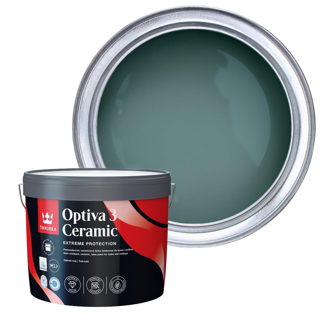 TIKKURILA Optiva 3 - Durable Super Flat Matt Paint For Walls & Ceilings - Zero VOC, Scrubbable, Easy To Clean (Silk Road S440, 10 Liters)