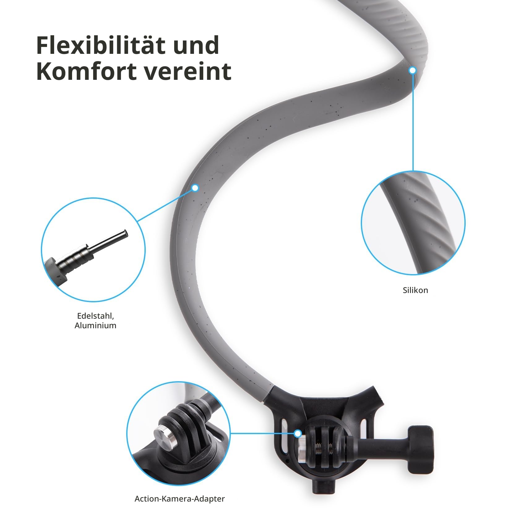 PGYTECH CapLock Nackenhalterung POV Neck Mount Max mit Brustgurt für DJI OSMO 360, Action 6, Pocket 4/3, für GoPro Hero 13/12, Vlog Halskette Lanyard für Insta360 Ace Pro 2, ActionKam Zubehör