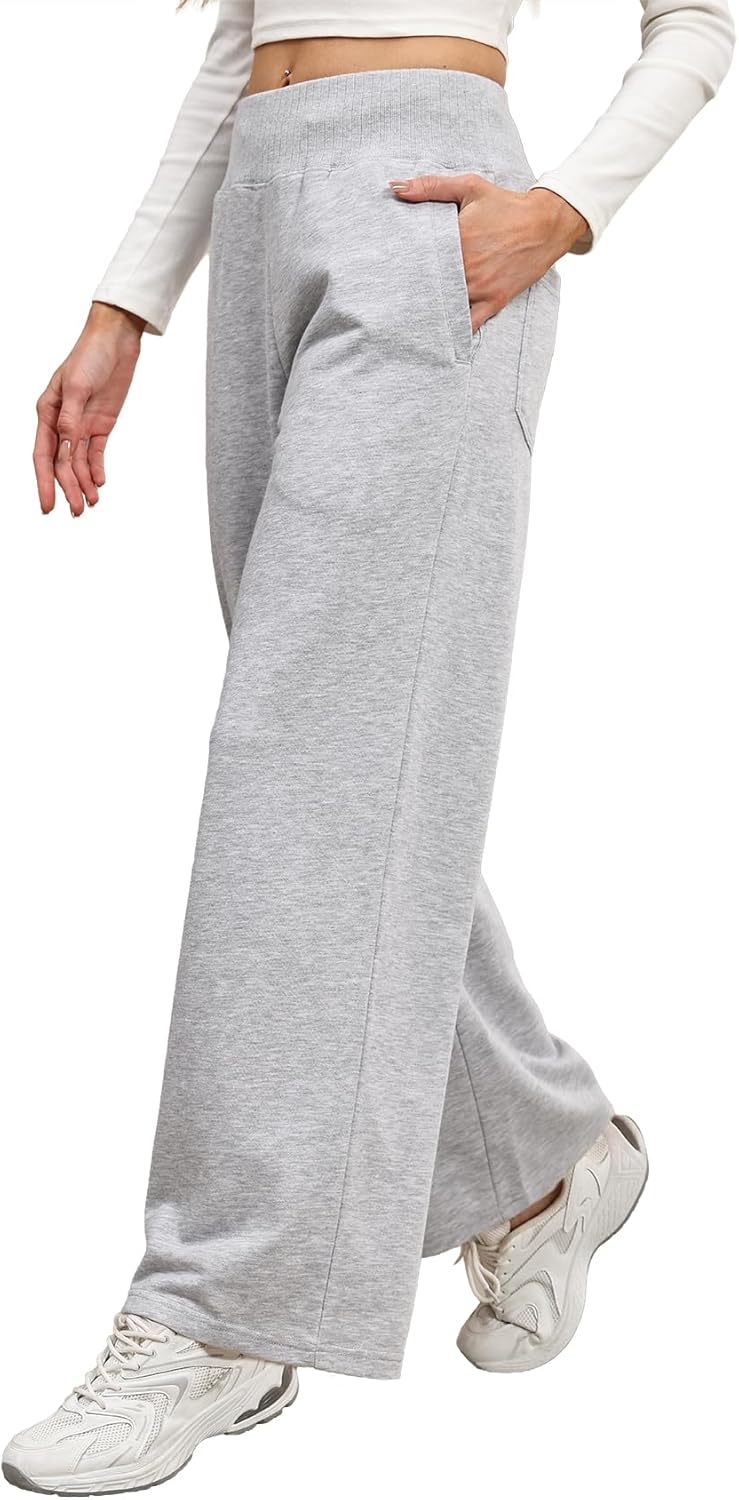 Sweetmoon Wide Leg Sweatpants Women High Waisted Sweat Pants Baggy Lounge Pants Women Travel Girls Joggers with Pockets - Image 3
