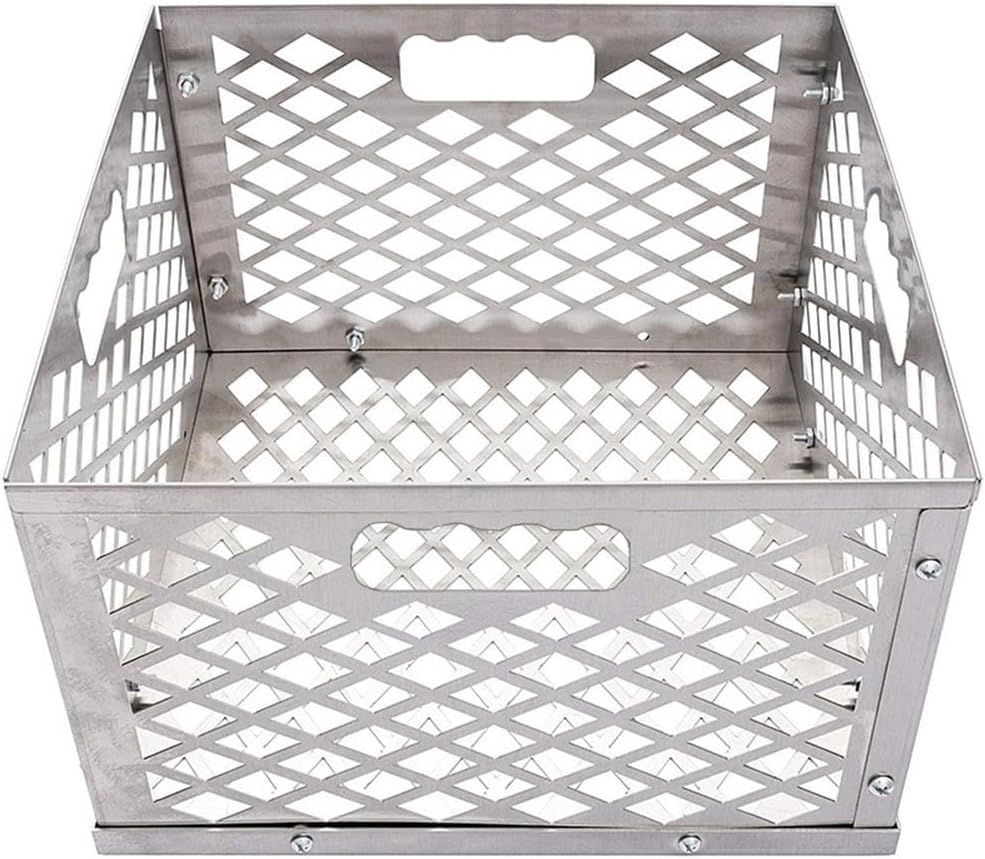 Charcoal Firebox Basket with Door Clamps for Oklahoma Joe's for Longhorn and for Bandera Offset Smokers, Stainless Steel Construction for Outdoor BBQ Cooking