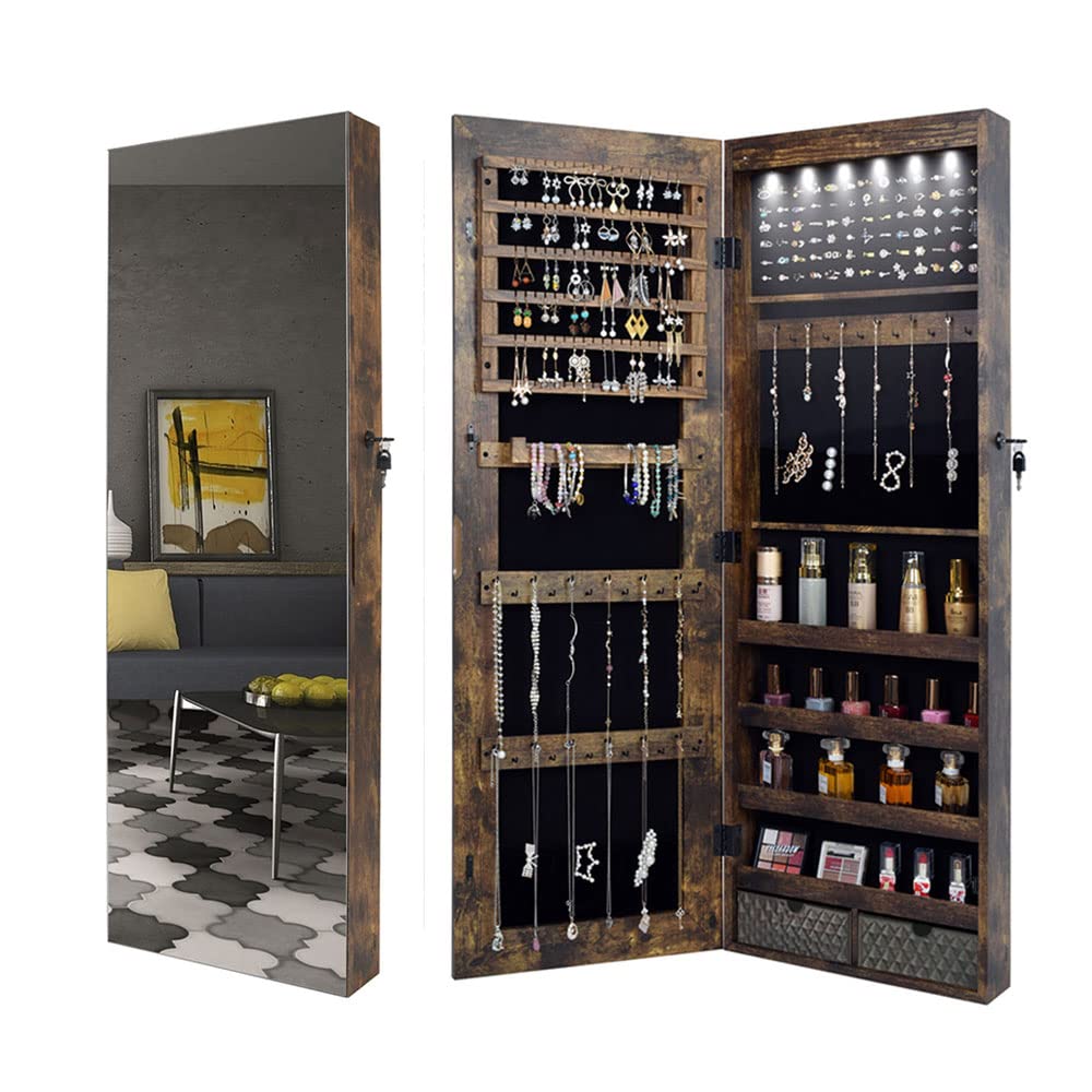 Buy Lvifur 6 LEDS Jewelry Armoire Wall/Door Mounted Jewelry with Full Length