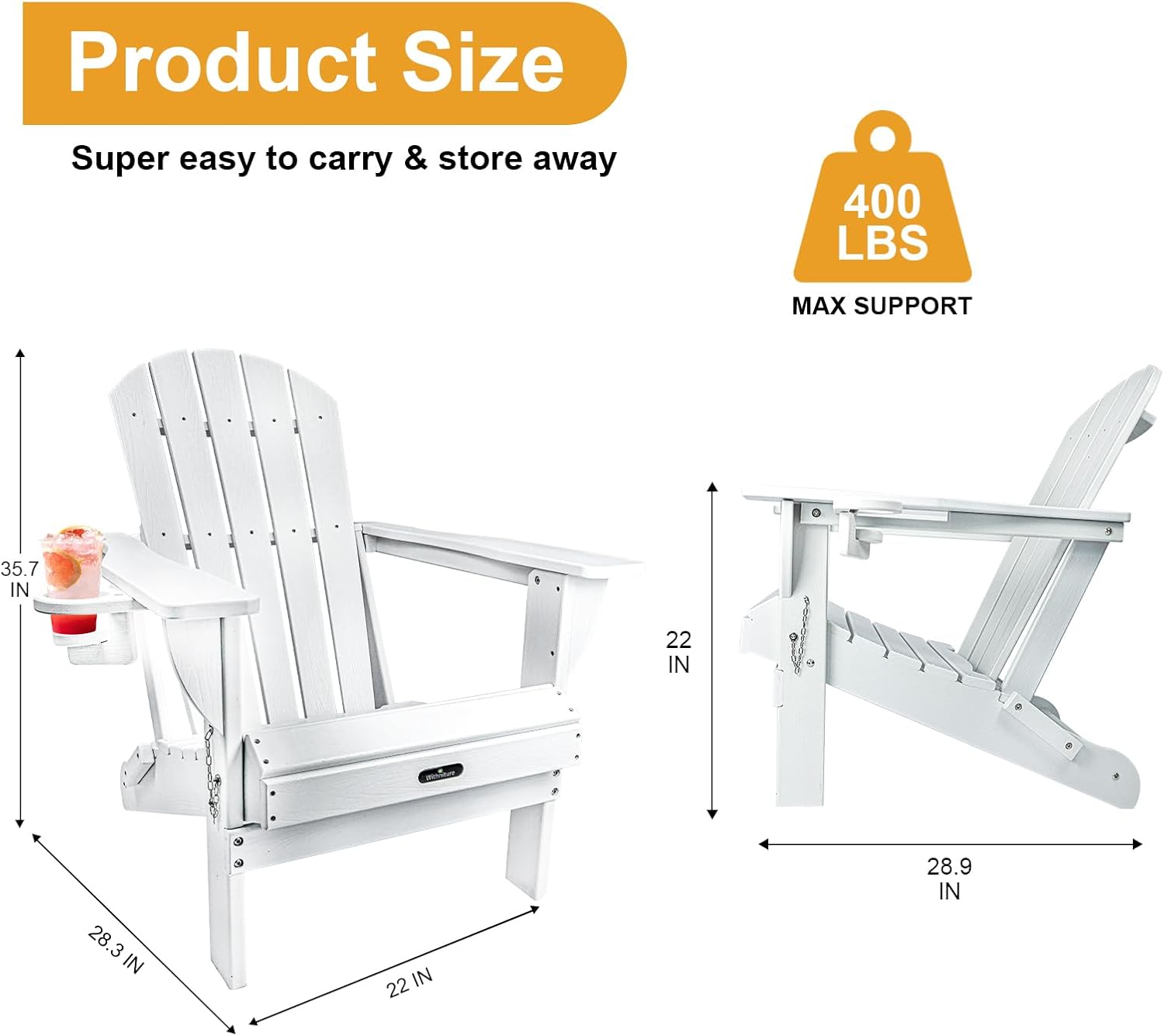 Folding Adirondack Chairs, Modern Plastic Adirondack Chair, All-Weather HDPE Fire Pit Chairs