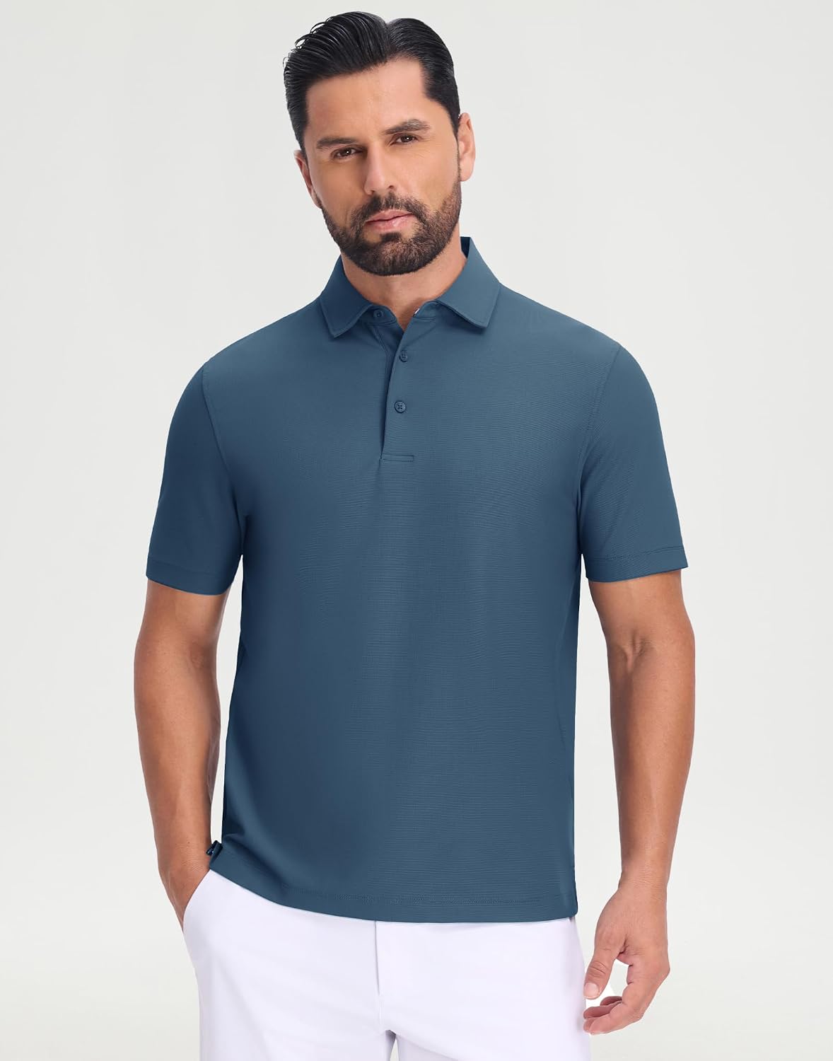 M MAELREG Golf Shirts for Men Dry Fit Waffle Textured Collared Short Sleeve Moisture Wicking Casual Sports Mens Polo Shirts